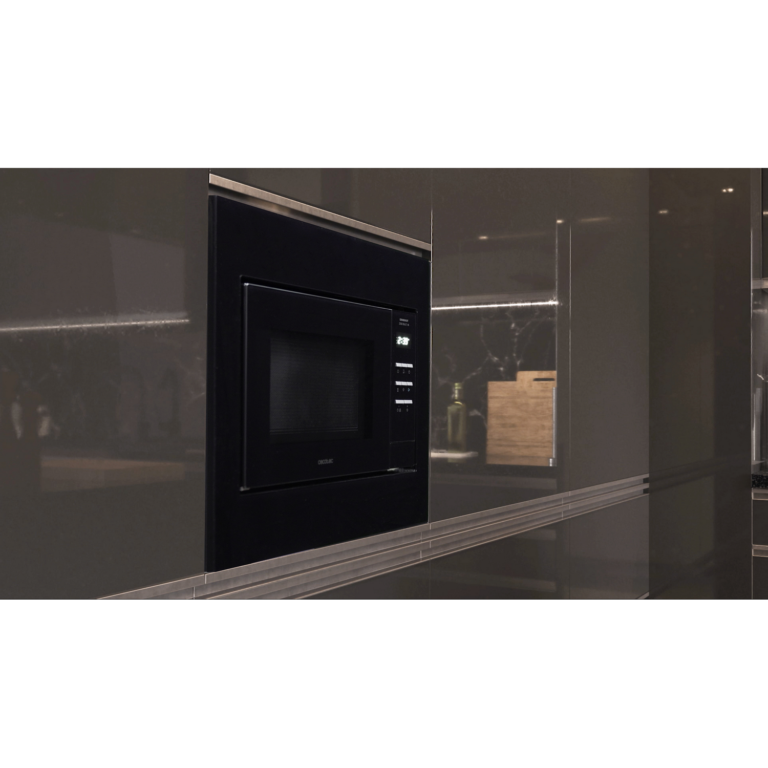 Microondas integrable - Cecotec 2300 Built-In, 23 l, 800 W, 8 funciones, Grill, Pantalla digital, Negro