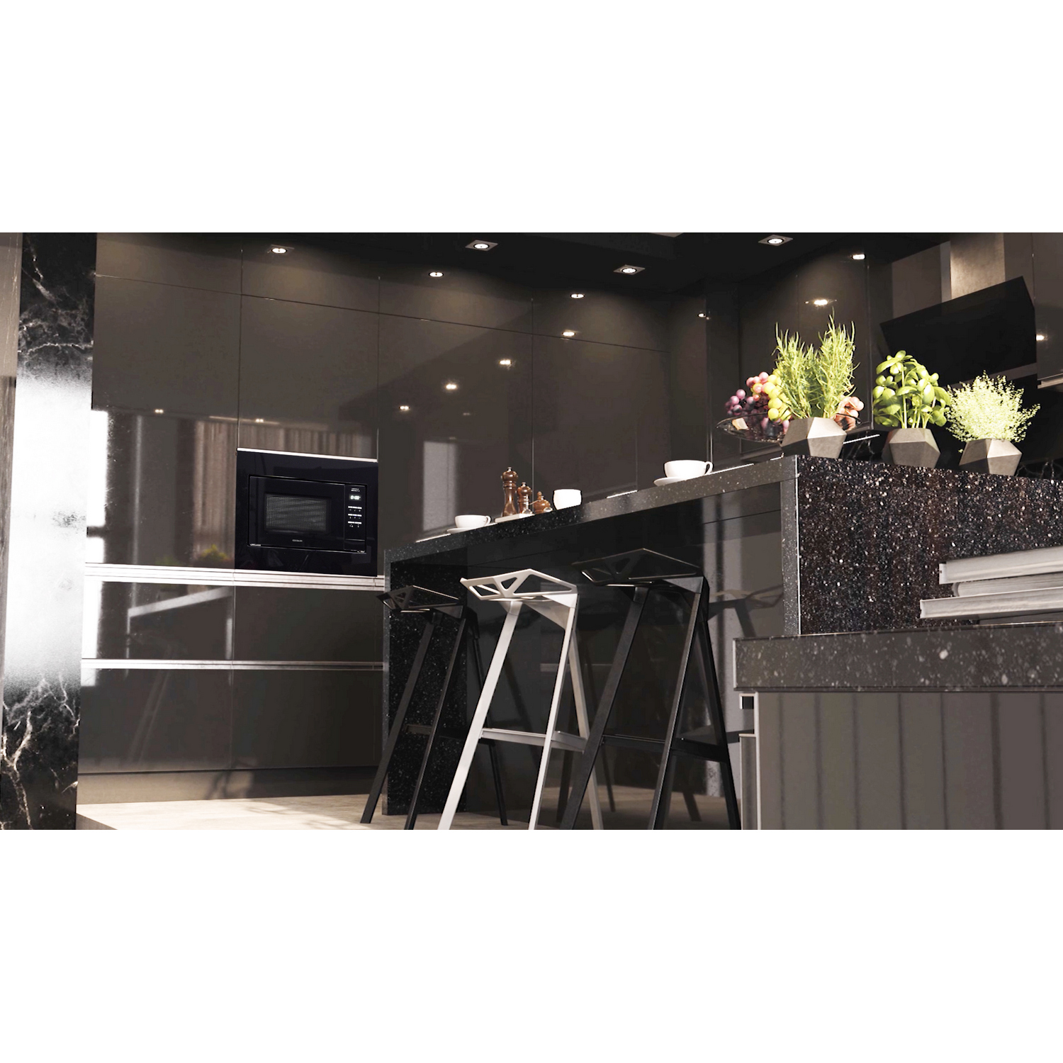 Microondas integrable - Cecotec 2300 Built-In, 23 l, 800 W, 8 funciones, Grill, Pantalla digital, Negro