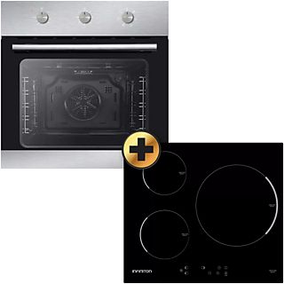 Pack Horno + Placa - Infiniton HV-ND63, Horno Multifunción, 70l, Placa Inducción, 3 zonas, Inox/Negro