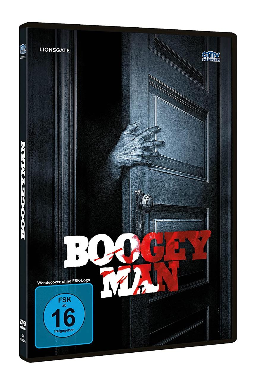 DVD-Hülle von 'Boogeyman', gruselige Hand, die aus der Tür greift.