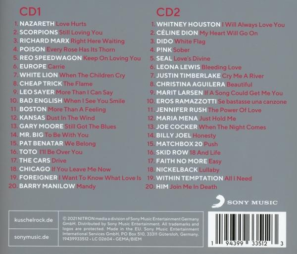 Zwei CDs mit einer Liste von Songs auf weißem Hintergrund, mit Text auf Deutsch.