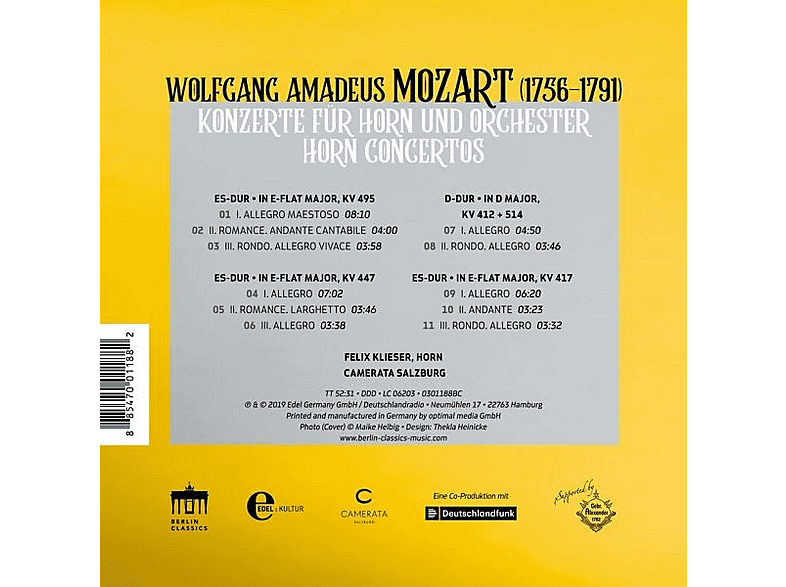 Thumbnail - Felix/camerata Salzburg Klieser - Mozart:Complete Horn Concertos (CD)