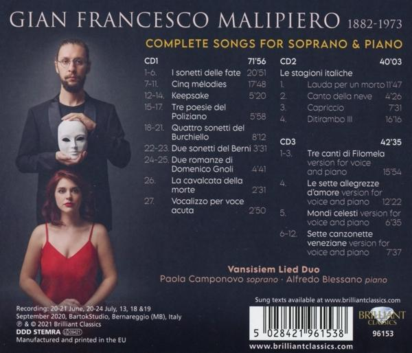 VARIOUS - Malipiero:Complete Songs For Soprano And Piano  - (CD)