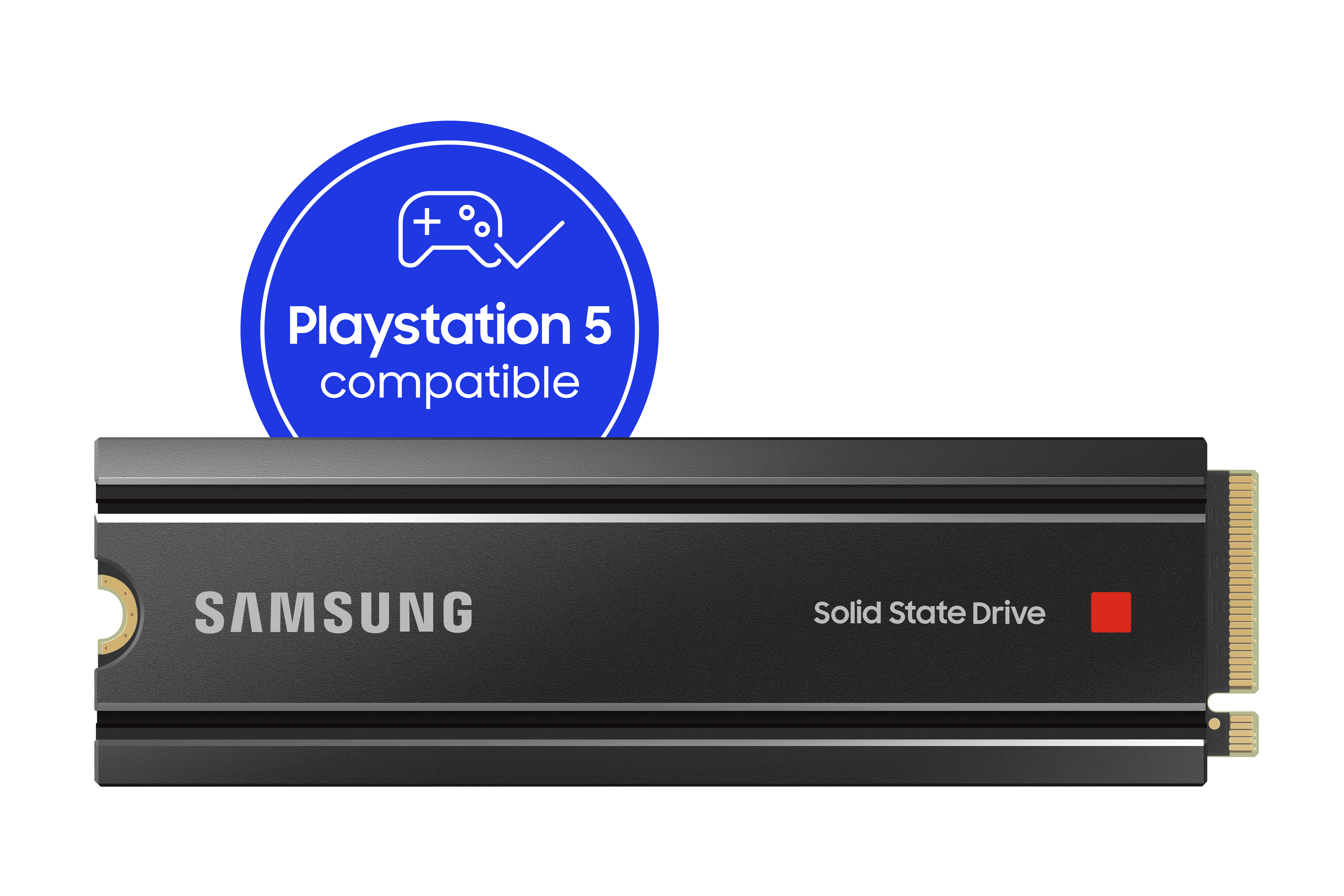 SSD met een Playstation 5 compatibele badge erboven.