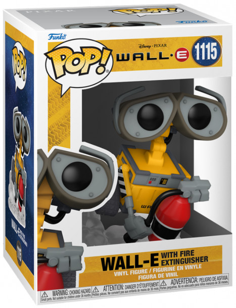 Funko Pop! Vinyl figure of WALL-E with a fire extinguisher in box.