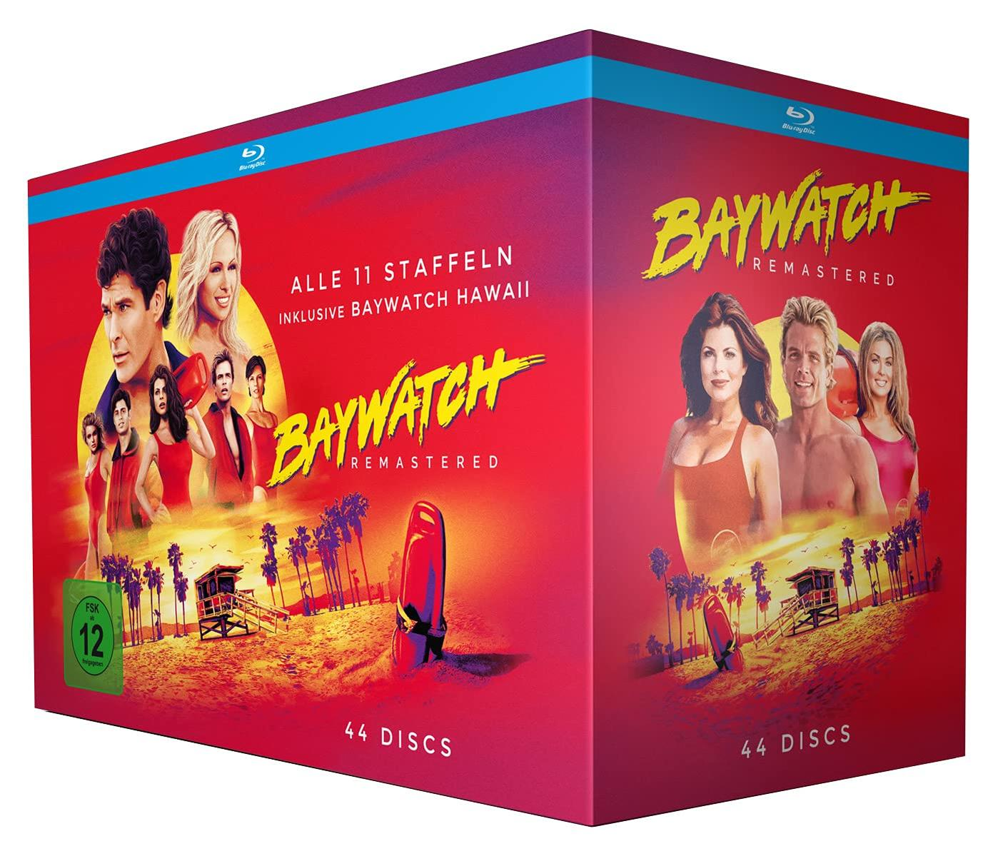Baywatch-Box-Set mit mehreren Bildern von Darstellern auf dem Cover.