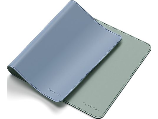 SATECHI Dual Sided Eco-Leather - Tappetino da scrivania (Blu/verde oliva)