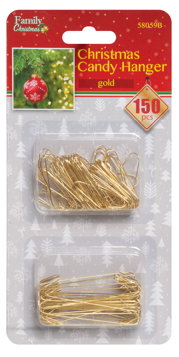 FAMILY CHRISTMAS 58059B Szaloncukor akasztó - arany 150 db / csomag