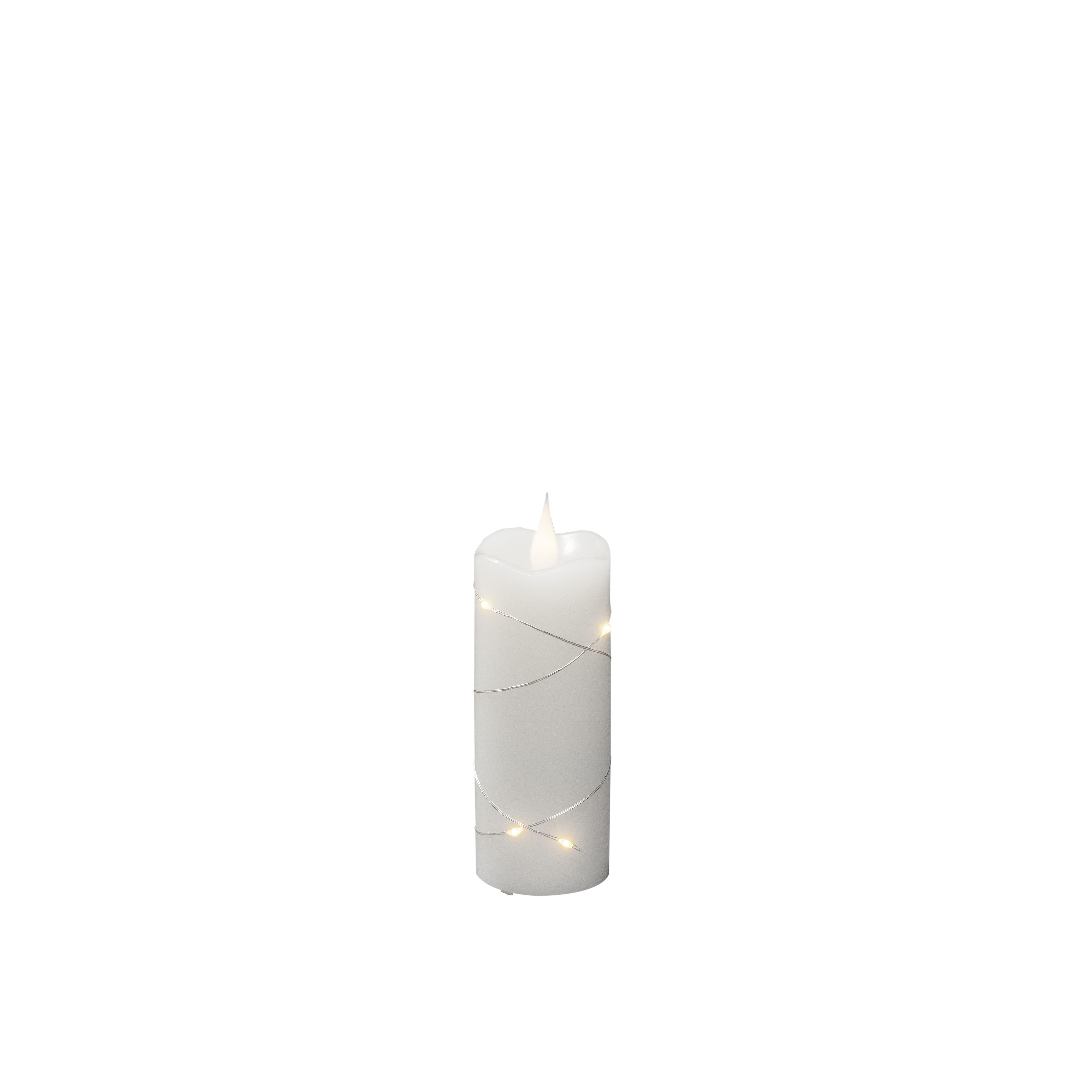 KONSTSMIDE 1824-190 LED Weihnachtsbeleuchtung, ECHTWACHSKERZE Weiß, WEISSTIMER Warmweiß
