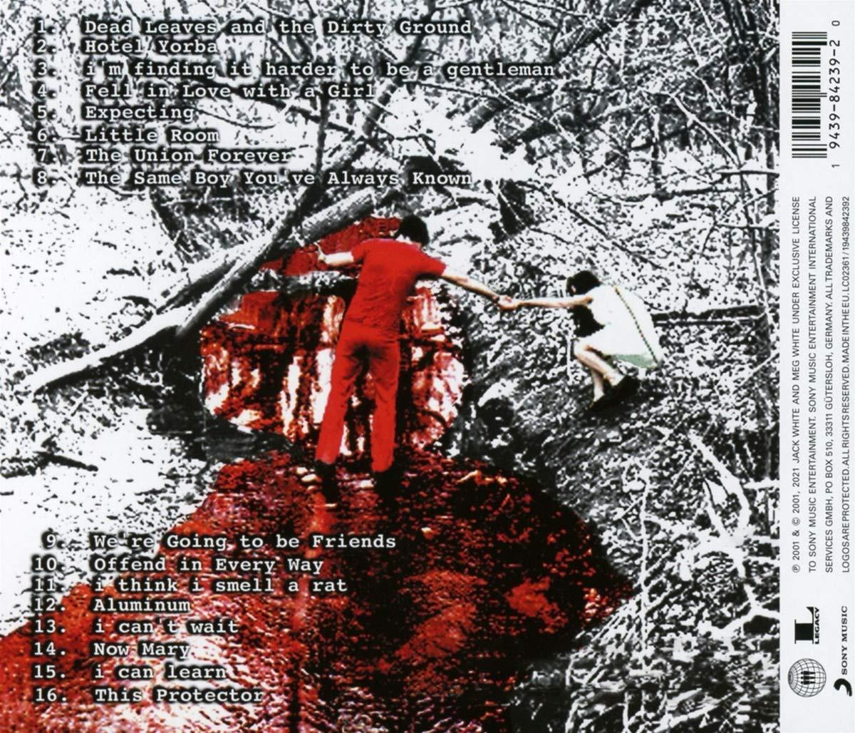 Egy CD tok hátulja két ember képével. A számok listája és a szöveg a bal oldalon.