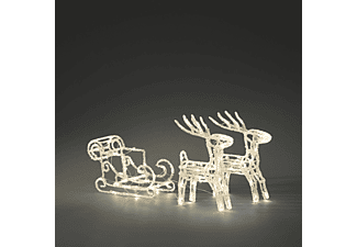 KONSTSMIDE LED Acrylset Schlitten Rentiere Weihnachtsbeleuchtung, Mehrfarbig, Warm Weiß