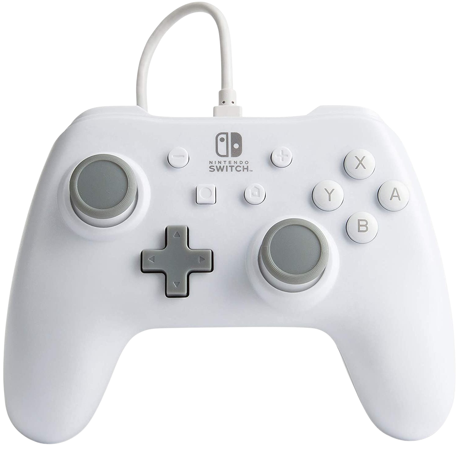 Mando - PowerA NSW Wired Controller, Para Nintendo Switch, Cable USB, Ergonómico, Blanco