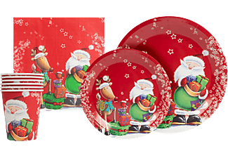 FAMILY CHRISTMAS 58224C Karácsonyi papír teríték szett - 12 tányér, 6 pohár, 20 szalvéta