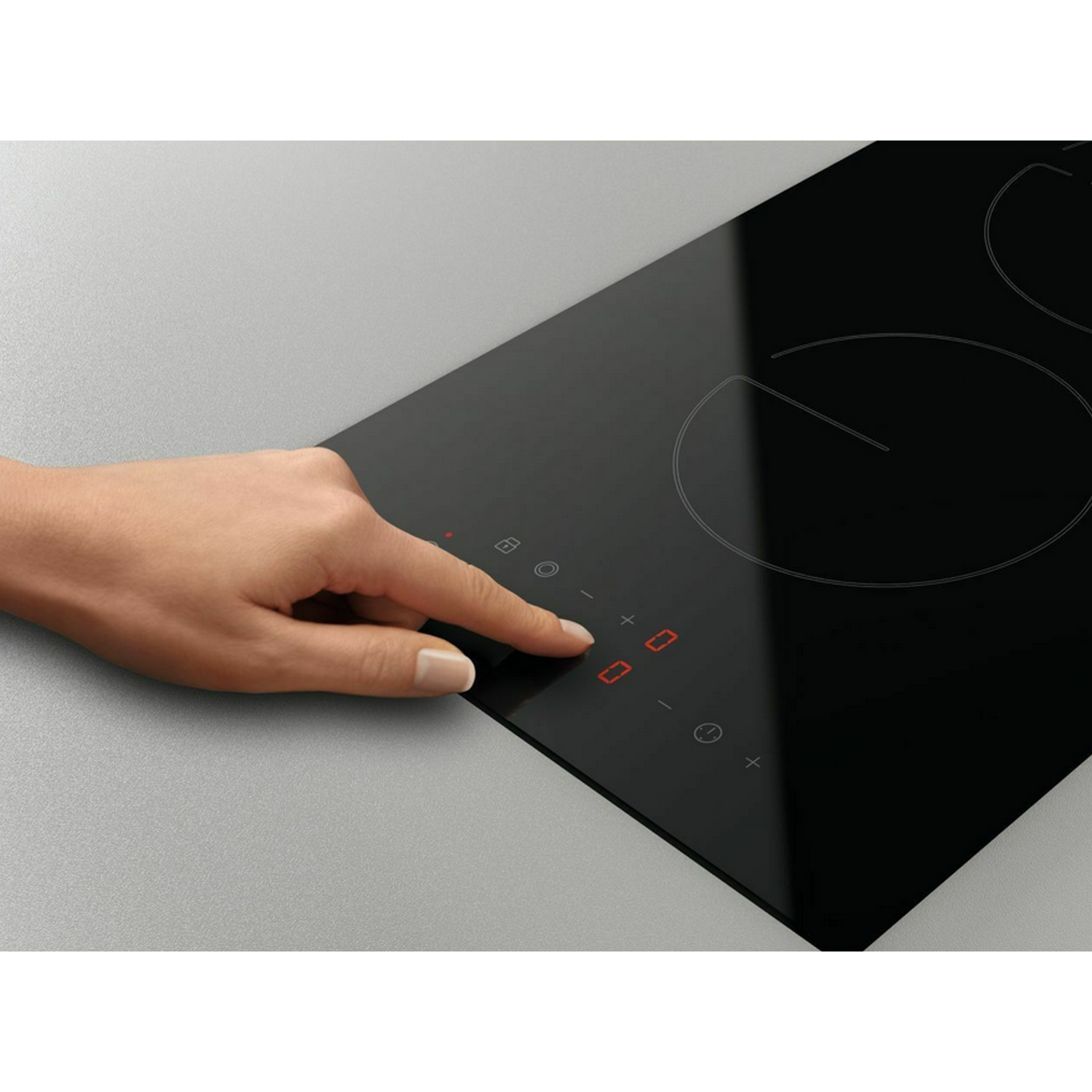 Encimera - Zanussi ZHRN383K, Eléctrica, Inducción, 2 Zonas, 30 cm, OffSound Control, Vidrio negro, Negro