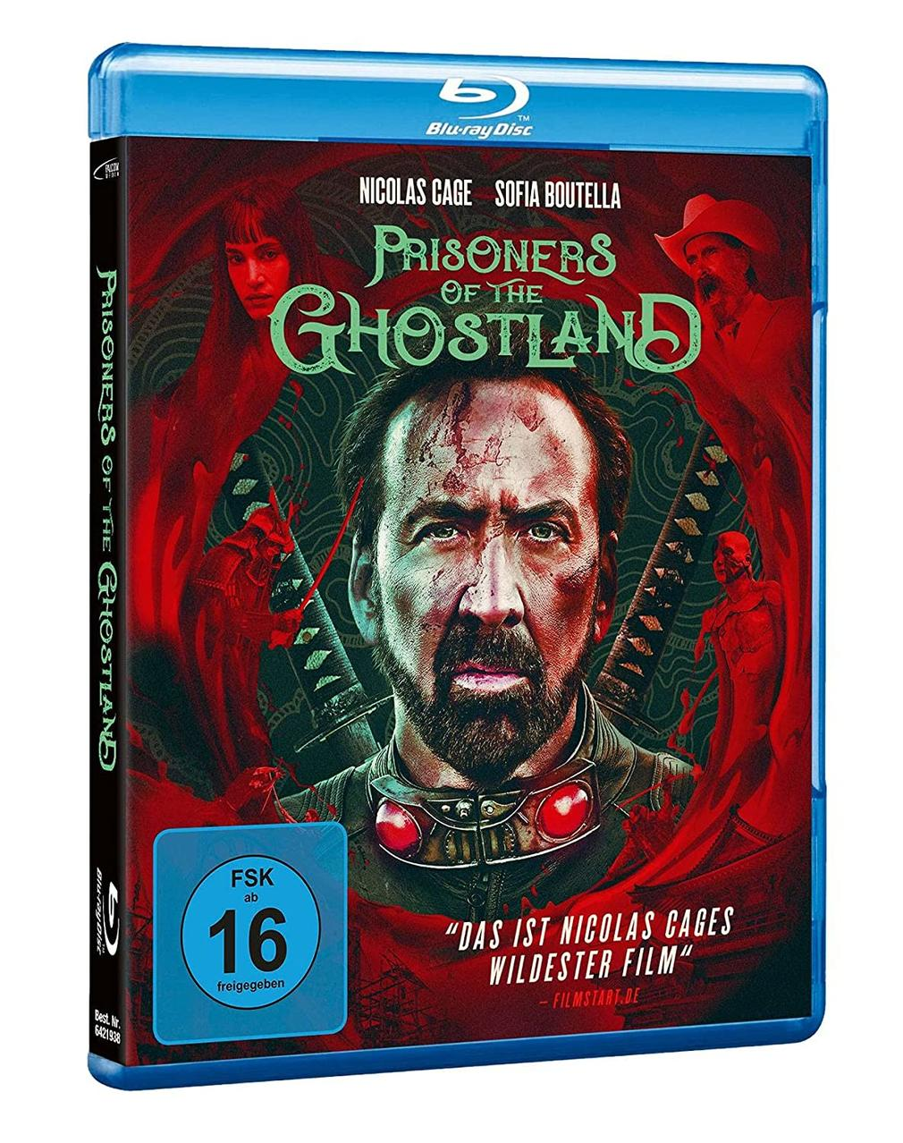 DVD-Hülle von 'Prisoners of the Ghostland' mit Nicolas Cage.