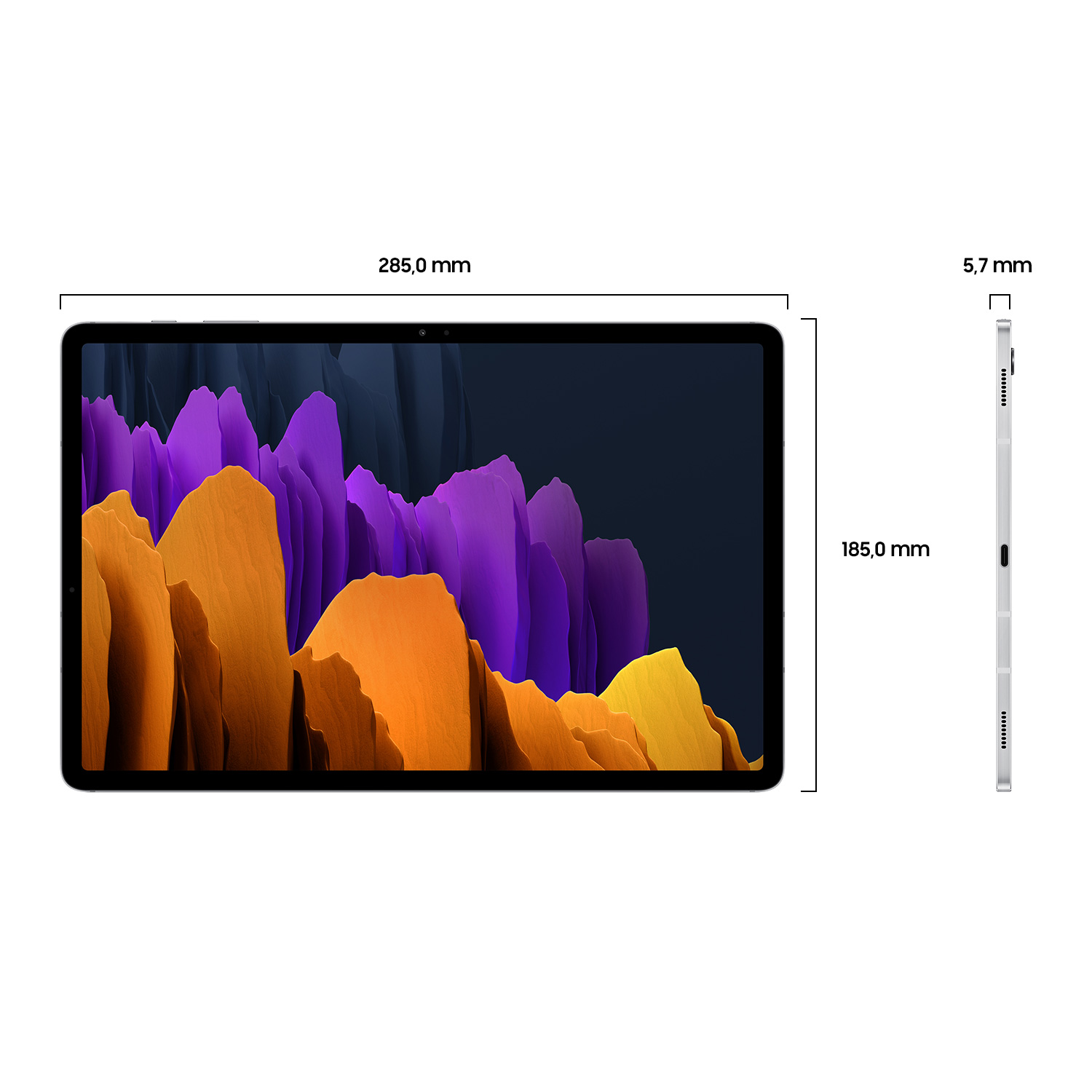 Tablet - Samsung Galaxy Tab S7+, 128 GB, Plata, WiFi, 12.4", 6 GB RAM, Snapdragon 865 Plus, Android 10