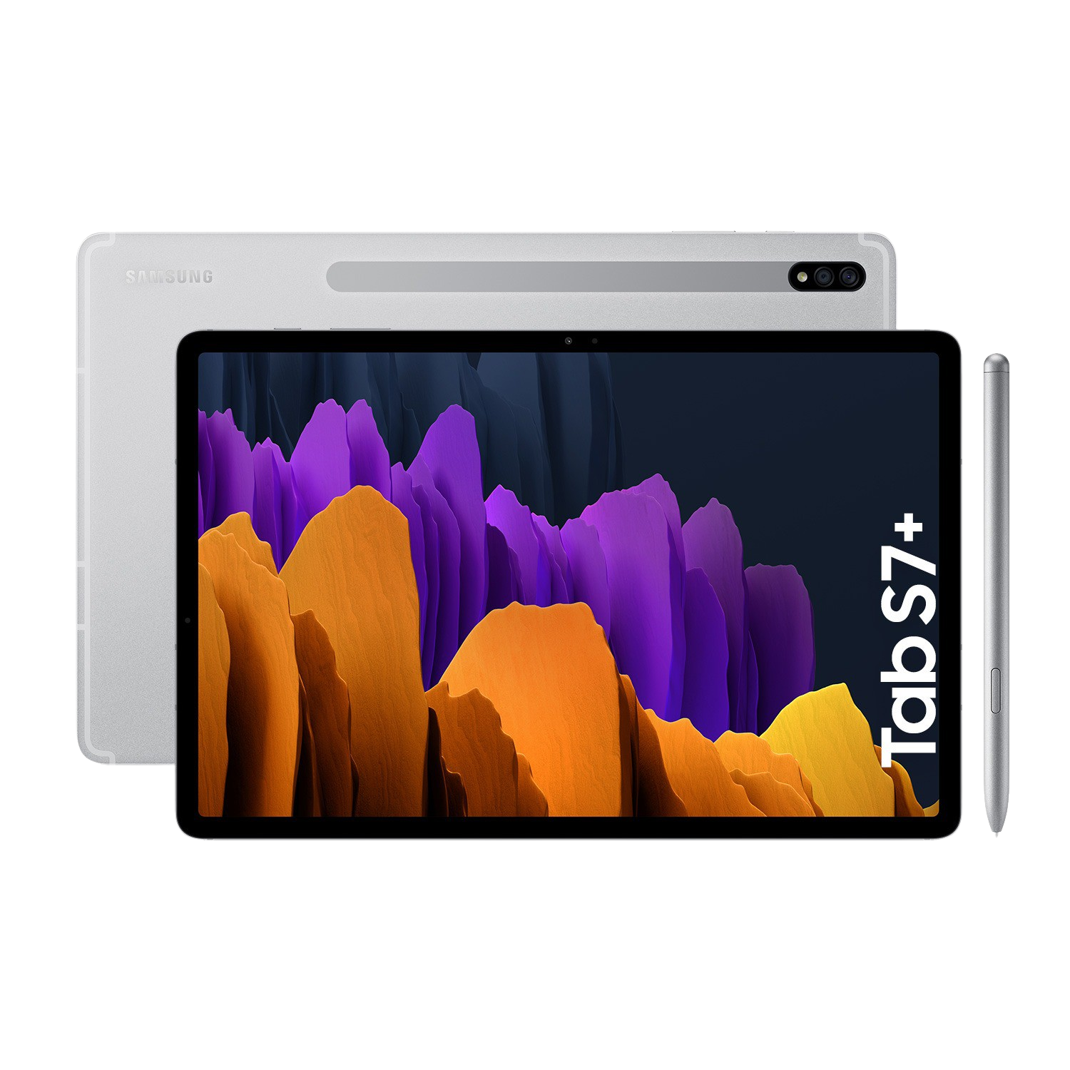 Tablet - Samsung Galaxy Tab S7+, 256 GB, Plata, WiFi, 12.4", 8 GB RAM, Snapdragon 865 Plus, Android 10