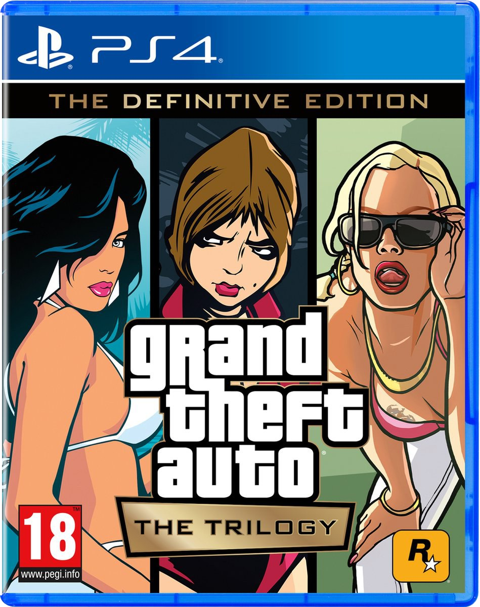 Gamecover: GTA-personages. Titel: Grand Theft Auto: The Trilogy.