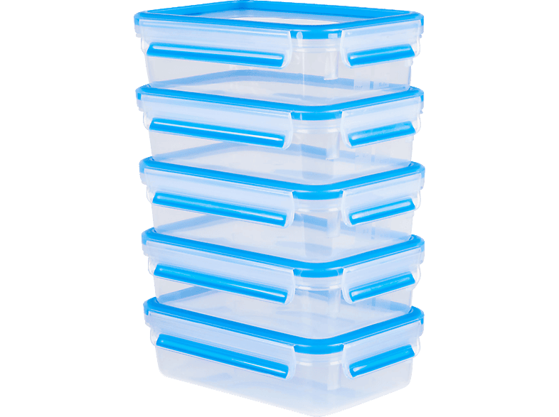 EMSA N10307 Clip & Close MEALPREP-Set 5-tlg Frischhaltedosen Transparent/Blau