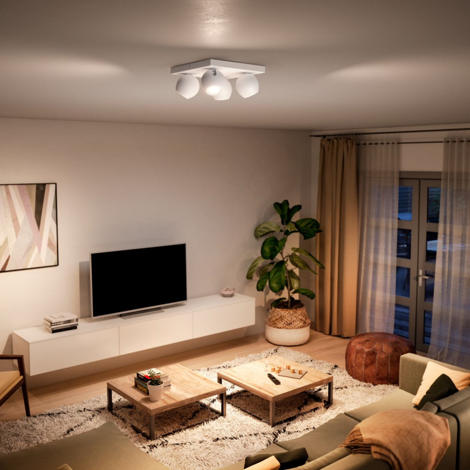 Lámpara portátil Bluetooth - Philips Hue Buckram 4, LED, Luz blanca cálida a fría, Alexa y Google Home, Blanco