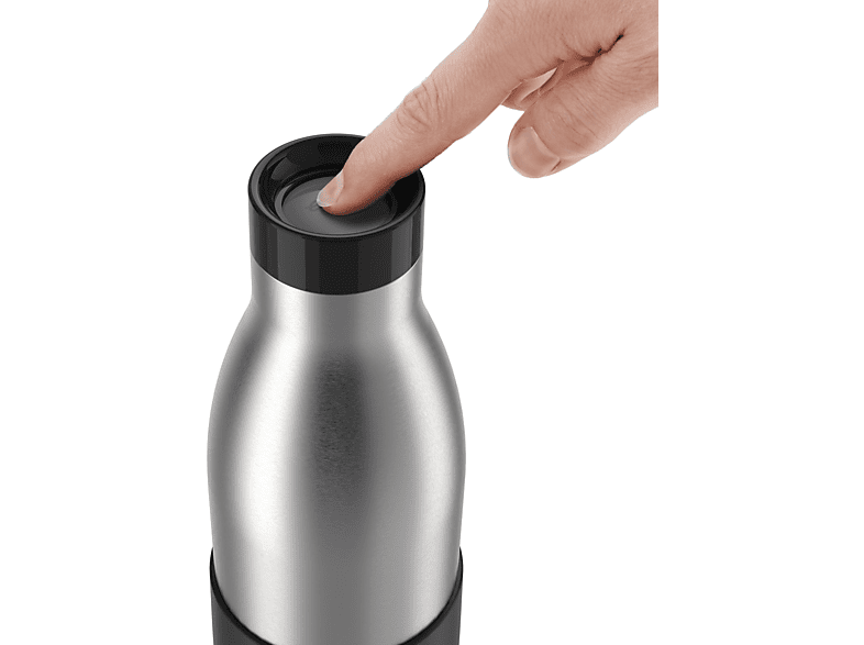 EMSA N31111 Bludrop Sleeve Trinkflasche Edelstahl/Schwarz