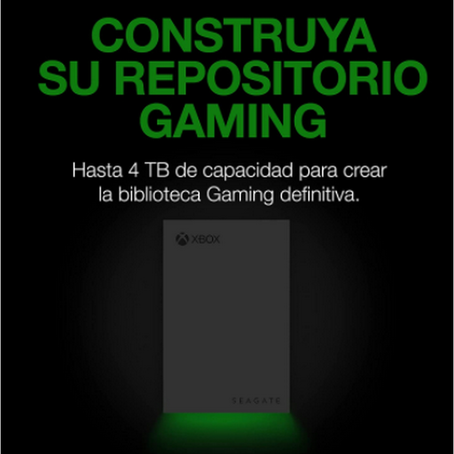 La imagen tiene texto que dice: "Construye tu repositorio de juegos" y "Hasta 4 TB de capacidad".