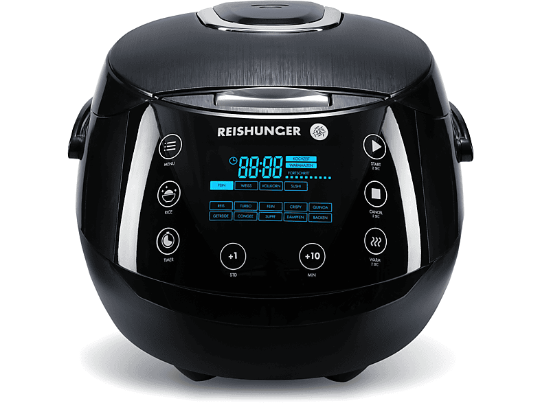 Reishunger Digitaler Reiskocher (860 Watt, 1,5 l, Schwarz)