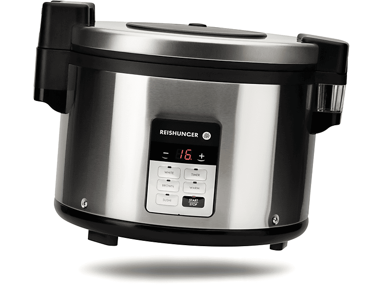 Reishunger Gastronomie Reiskocher Edelstahl 5.8l Reiskocher (1900 Watt, 5,8 l, Silber)