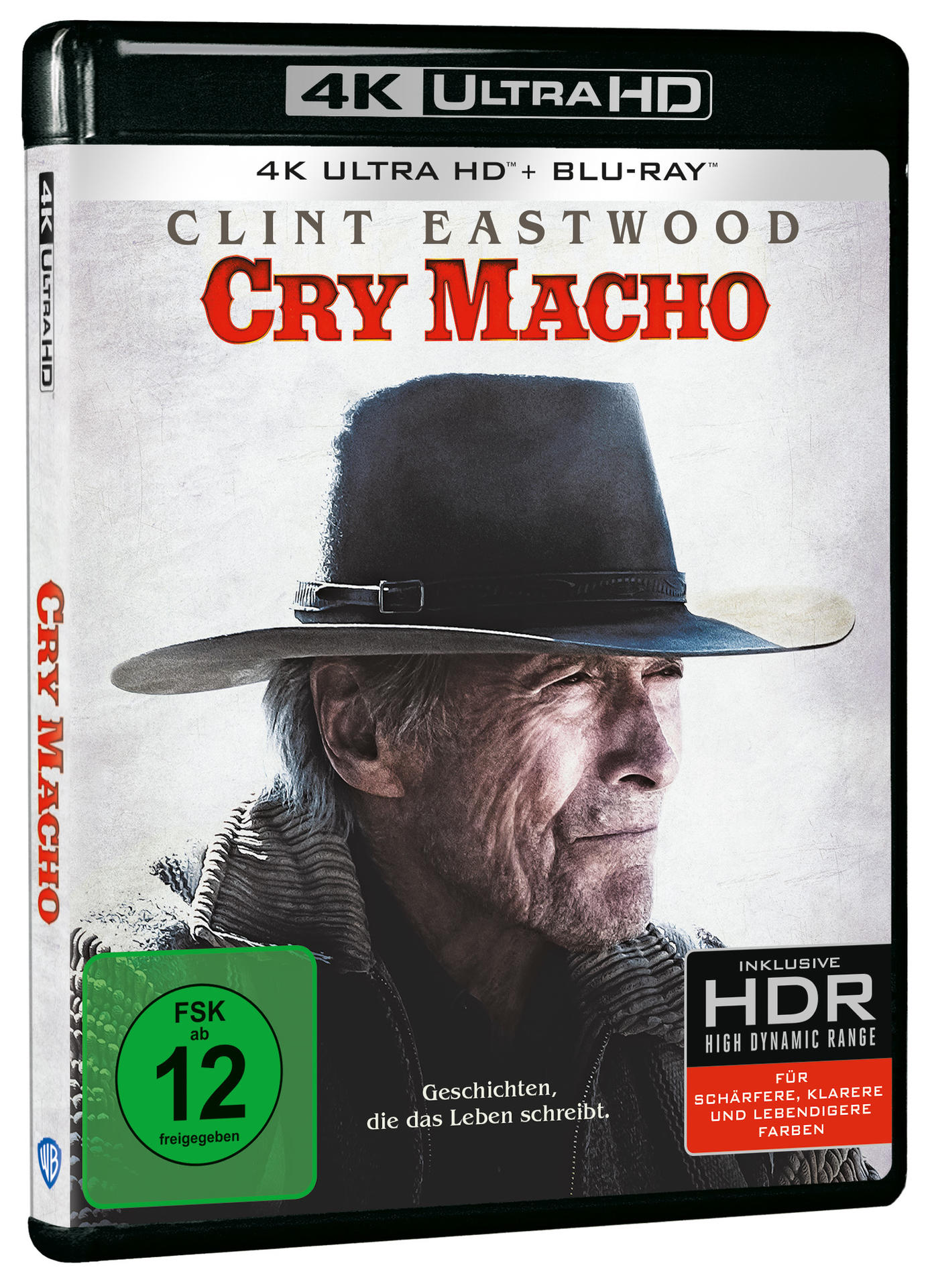 DVD-Cover des Films 'Cry Macho' mit Clint Eastwood in einem Cowboyhut.