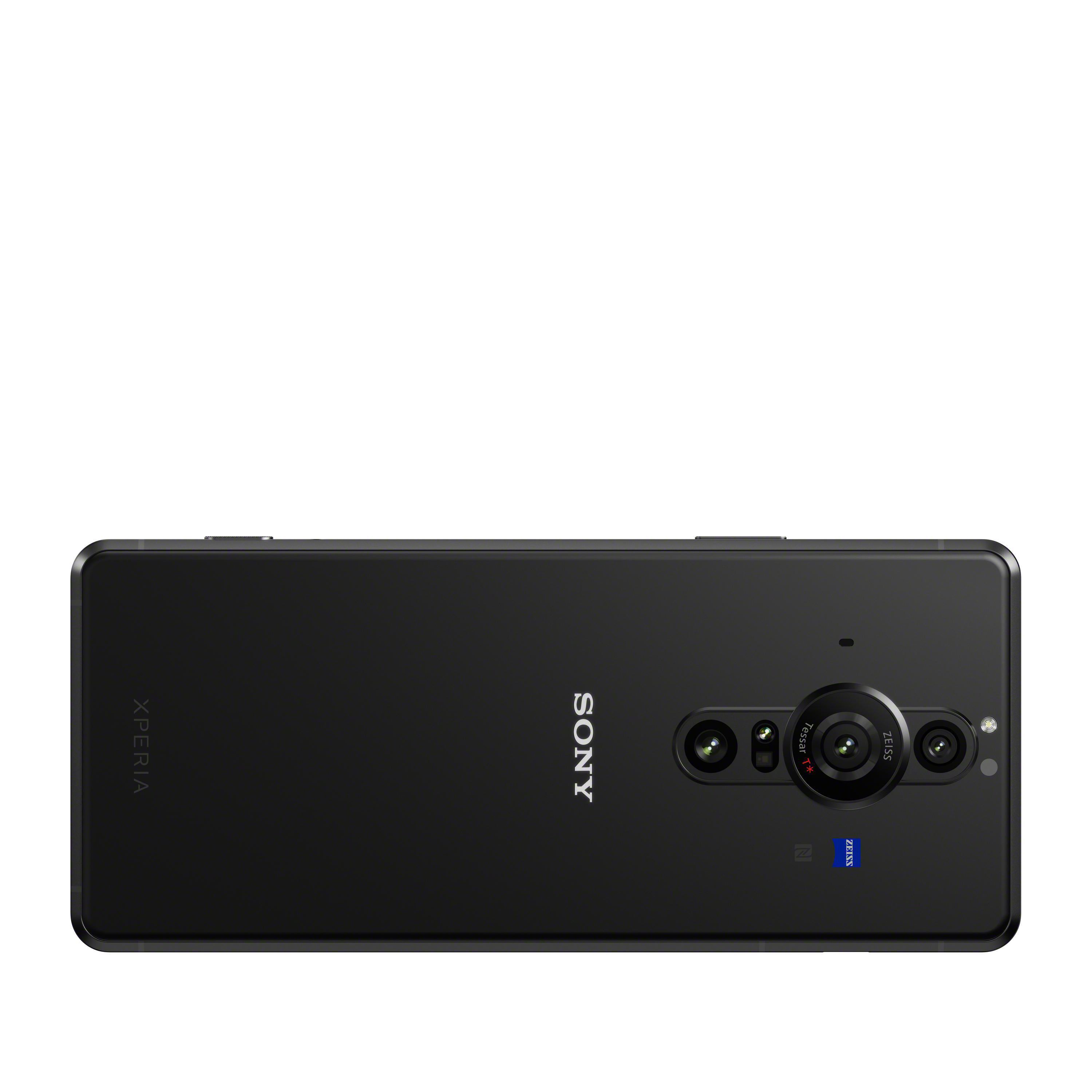 Schwarze Rückseite des Sony Xperia Telefons, mit mehreren Kameras und Sony-Logos.