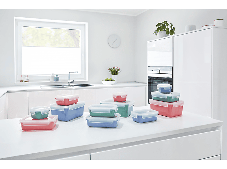 EMSA N10308 Clip & Close Color Edition 4-tlg. Frischhaltedosen-Set Transparent/Aqua Blau