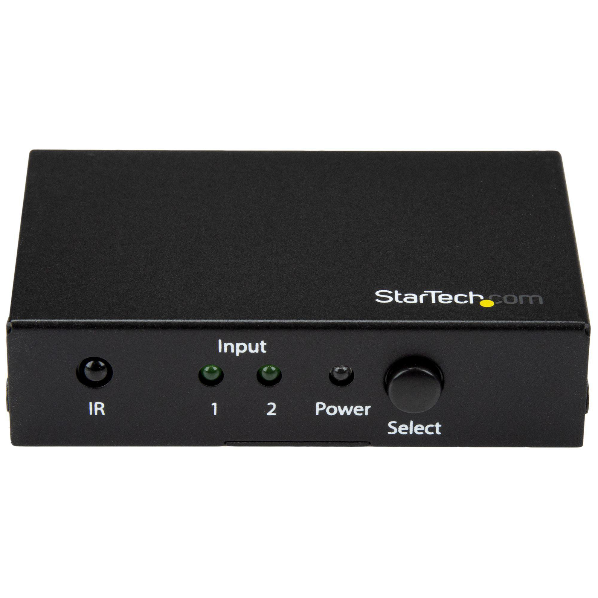 Ein schwarzer HDMI-Switcher mit Tasten und StarTech.com-Logo.