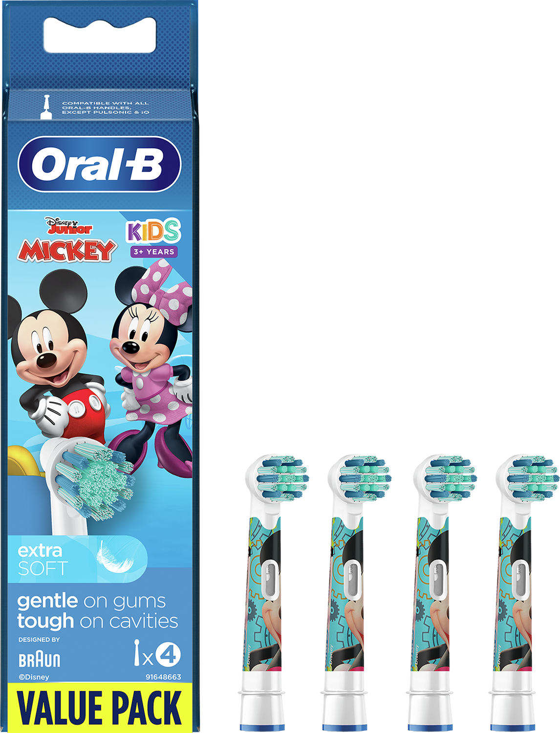 Oral-B opzetborstels Kids Cars-Mickey-Princess (4 stuks)