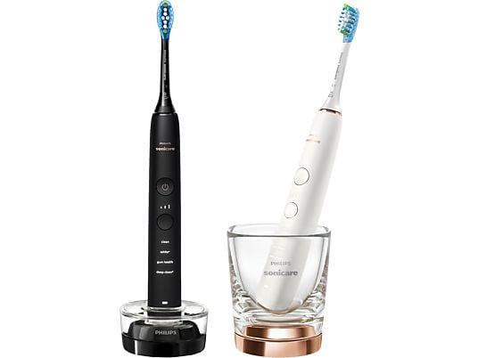 PHILIPS SONICARE DiamondClean 9000 HX9914/57 Duo - Brosse à dents électrique sonique (Noir & Or Rose)