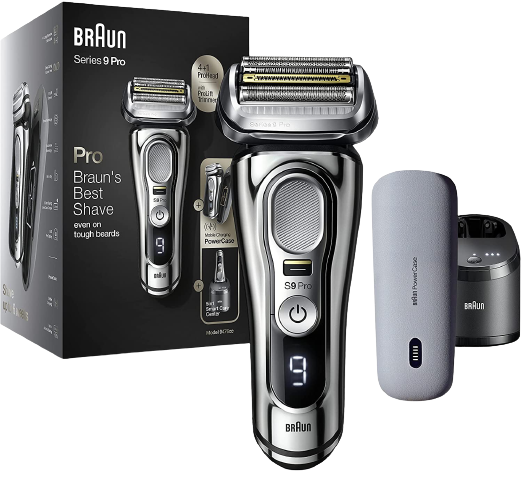 BRAUN 9476CC Series 9 Pro Nass- und Trockenrasierer Wet&Dry Chrom (inkl. Mobile Charging Base + Power Case) Nass- und Trockenrasierer (Akkubetrieb, Chrom, Wet & Dry)
