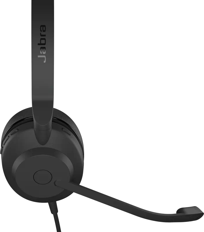 Cuffie Jabra nere con microfono, viste di lato.