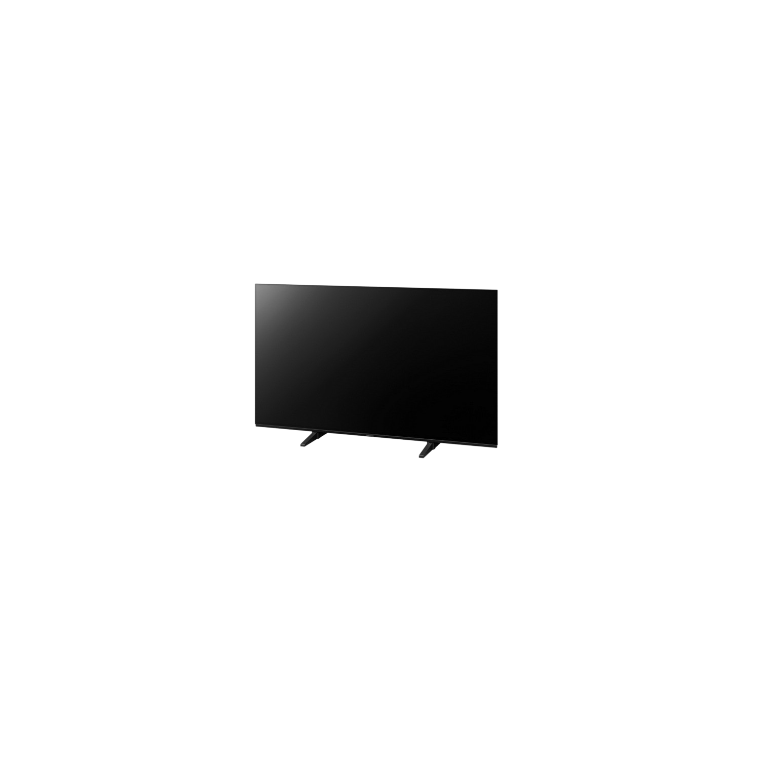 Un televisor de pantalla plana sobre soportes, aislado sobre fondo negro.