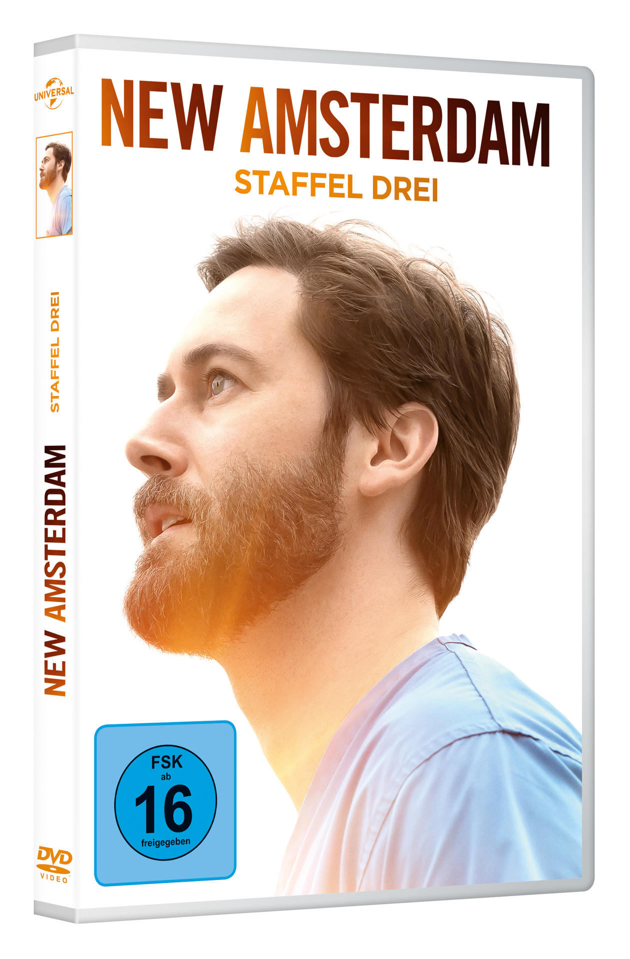 DVD-Hülle von New Amsterdam Staffel Drei. Ein Mann ist auf dem Cover.