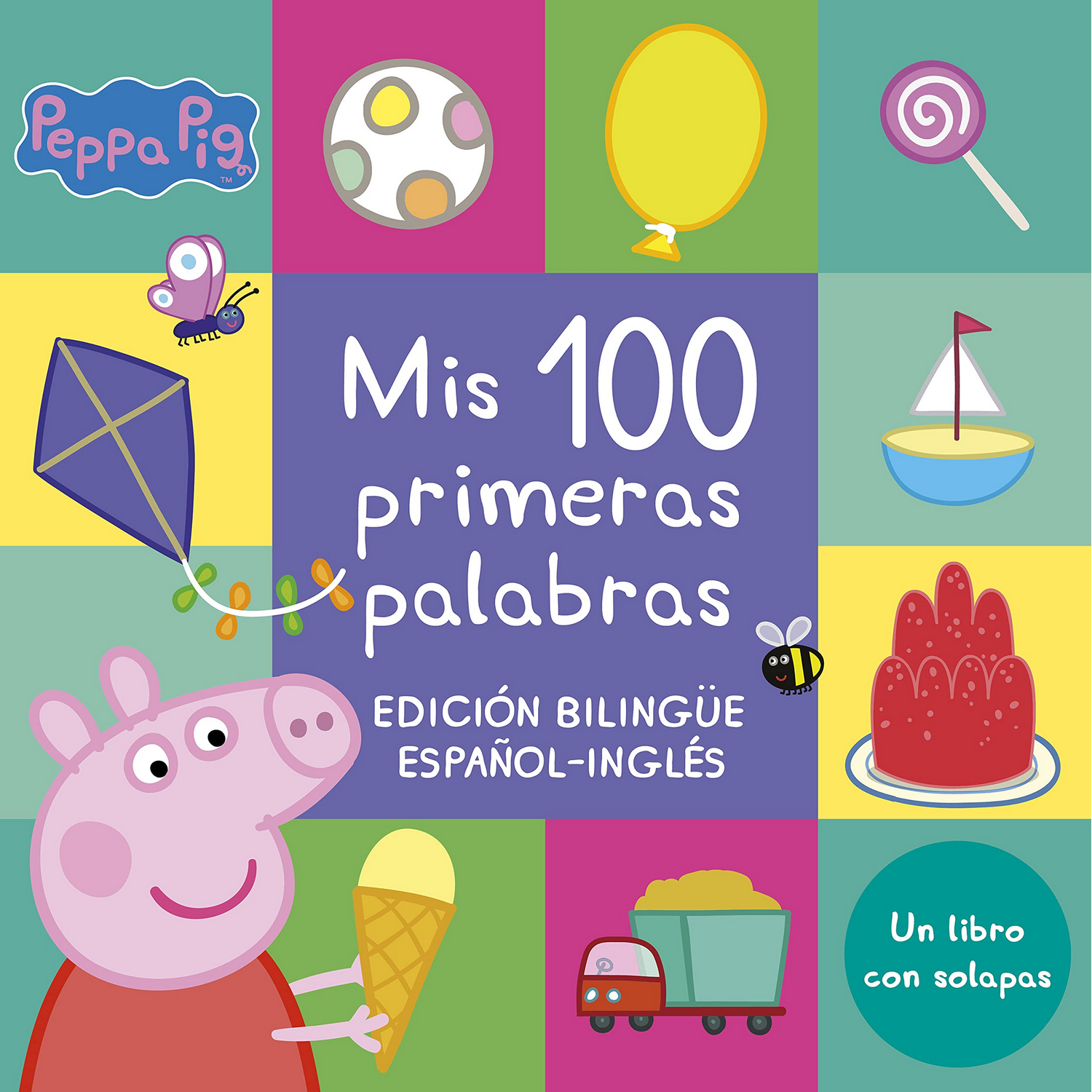 Mis 100 Primeras palabras bilingüe peppa pig. pequeñas manitas libro con solapas