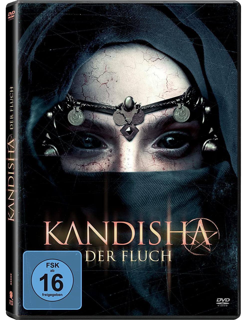 DVD-Cover für den Film 'Kandisha Der Fluch', mit einem Frauengesicht und Filmtitel.