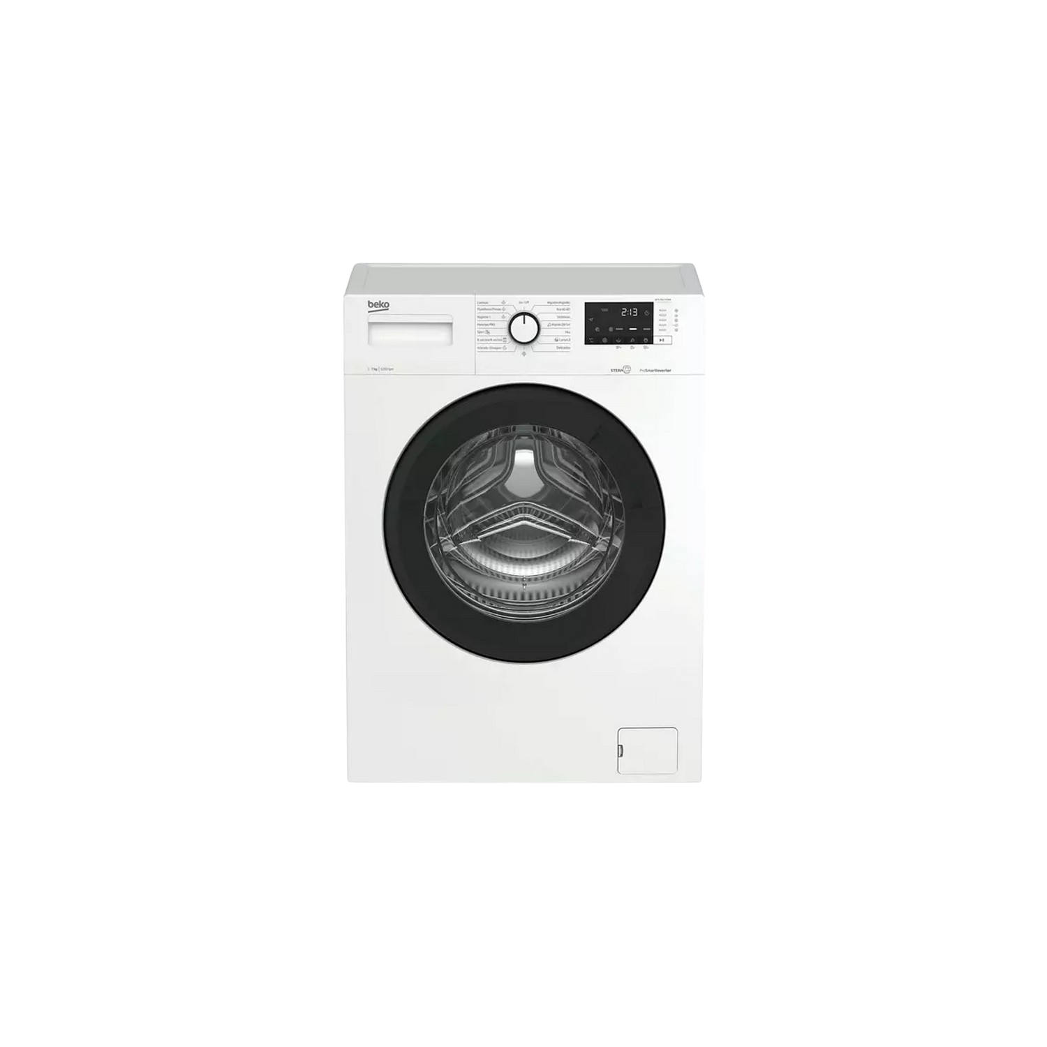 Lavadora carga frontal - Beko WTA 7612 XSWR, 7 kg, 1200 rpm, Fast+, SteamCure, DrumClean, Blanco