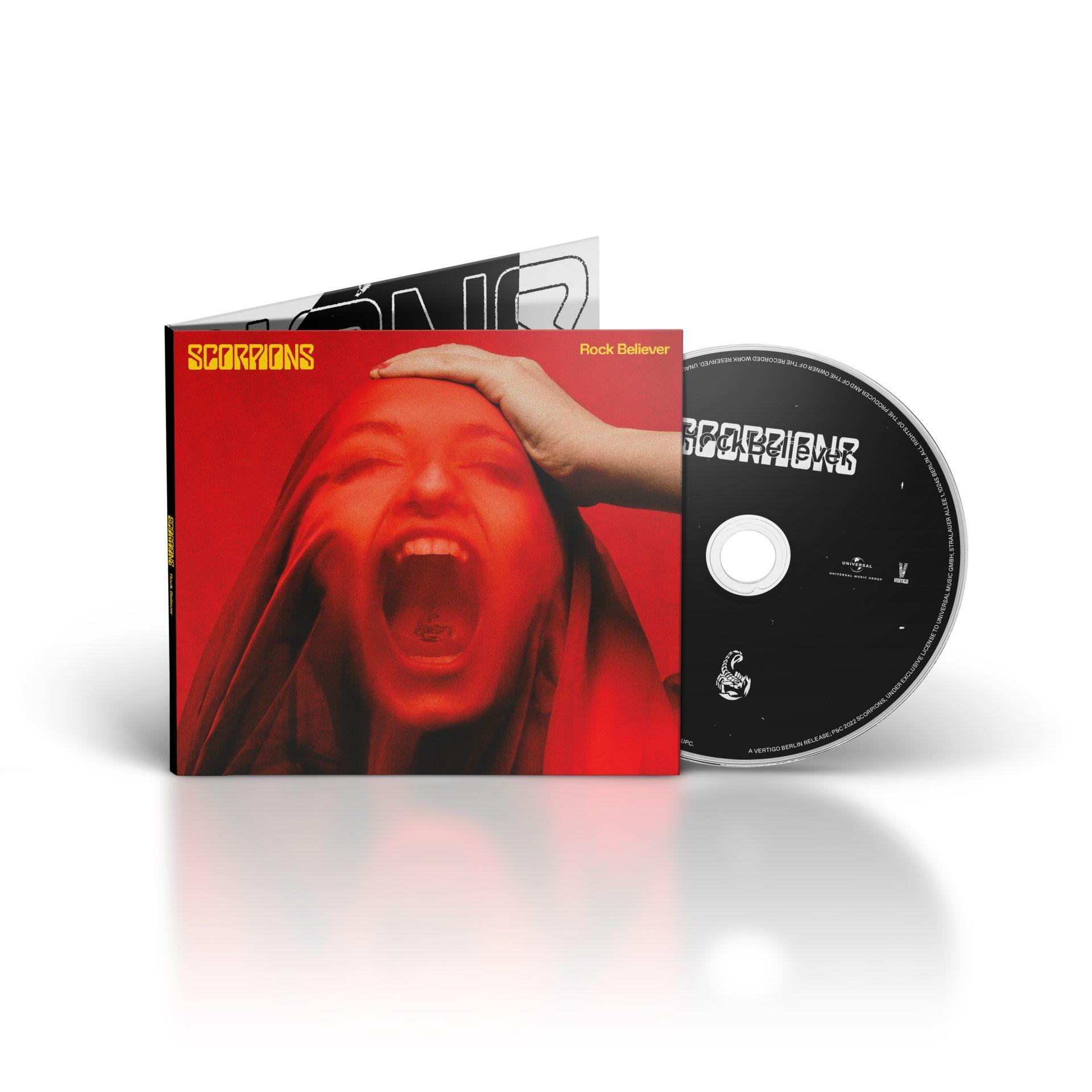 Albumcover. Roter Hintergrund mit einer schreienden Frau und Hand über dem Kopf. CD sichtbar.