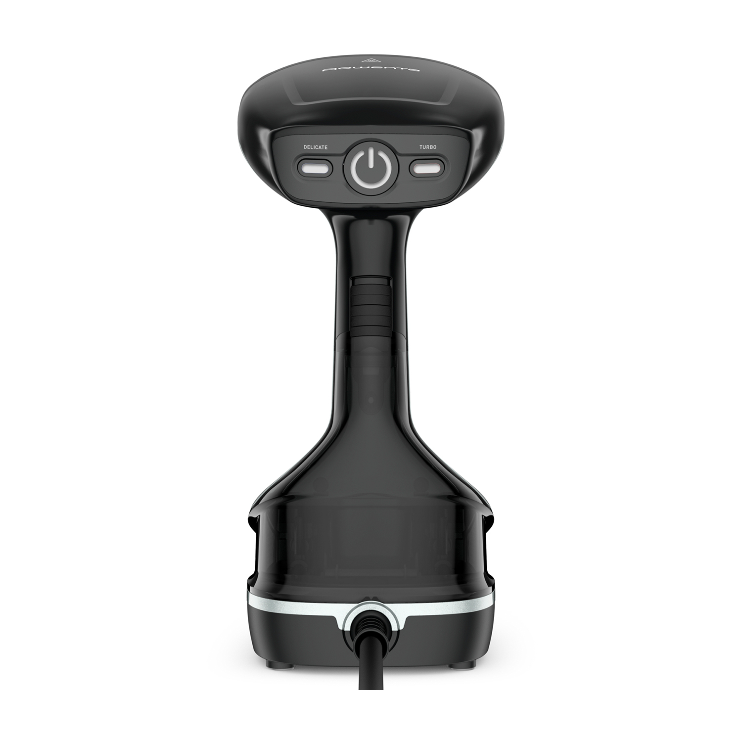 Vaporizzatore a mano nero con pulsanti di accensione/spegnimento e delicato/turbo.