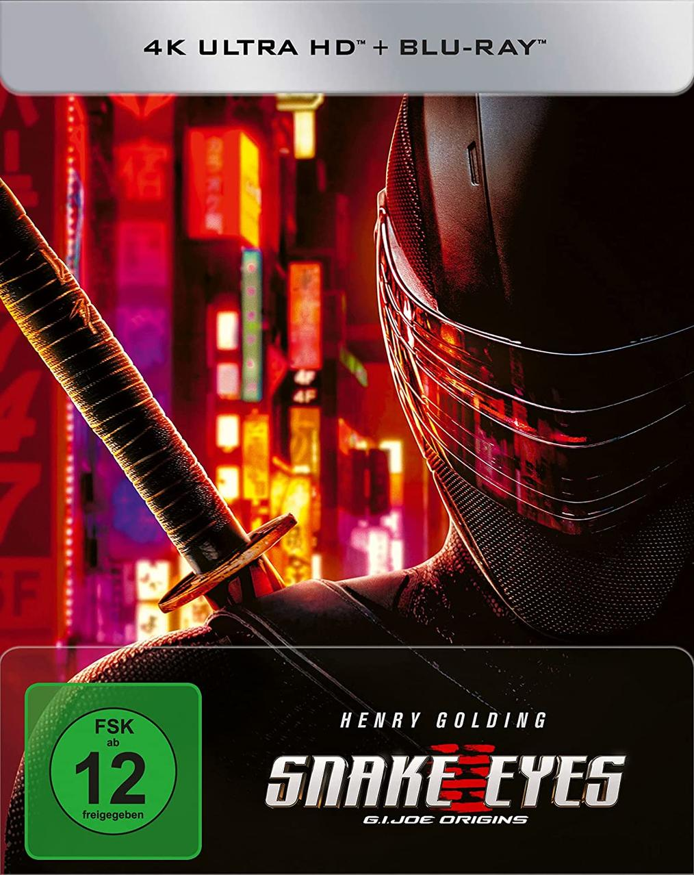 Filmcover für 'Snake Eyes: G.I. Joe Origins'. Zeigt eine Figur mit schwarzer Maske, die ein Schwert hält.