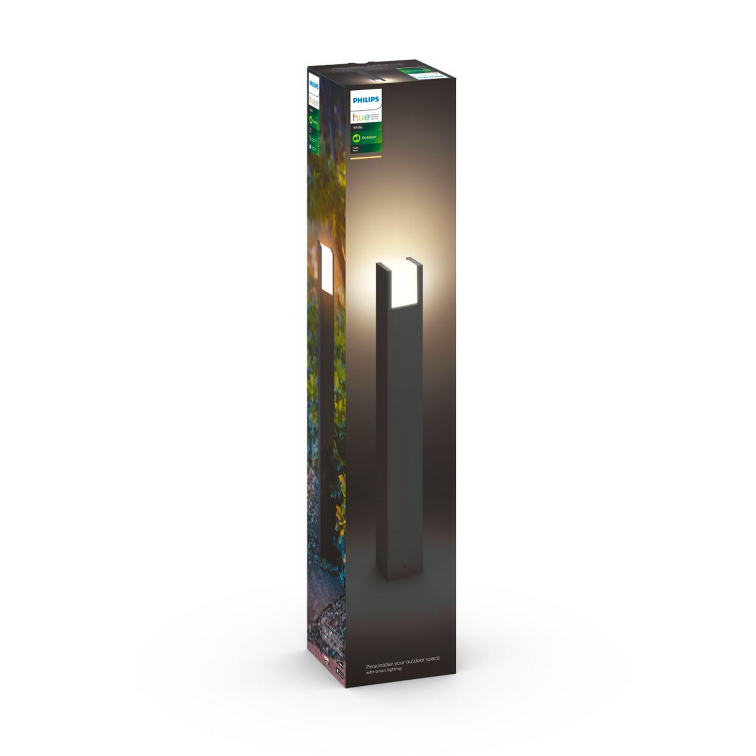 Lámpara portátil Bluetooth - Philips Hue Fuzo Pedestal 24 V, Exterior, Luz Blanca, Alexa y Google Home, Negro