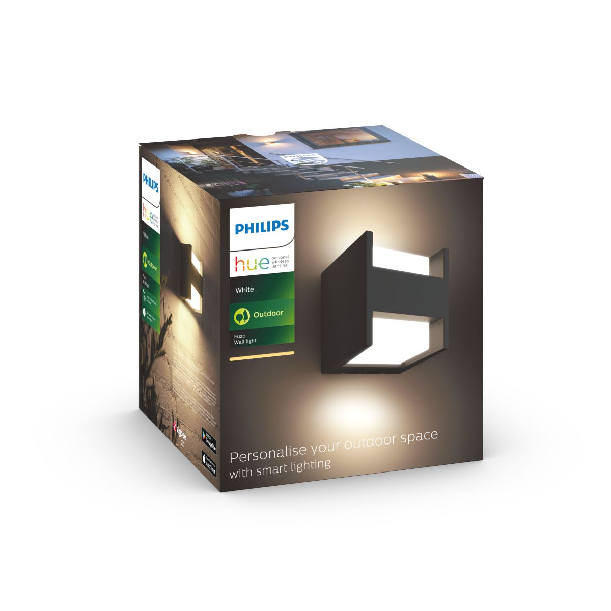Lámpara portátil Bluetooth - Philips Hue Fuzo Aplique, Exterior, Luz Blanca, Alexa y Google Home, Negro
