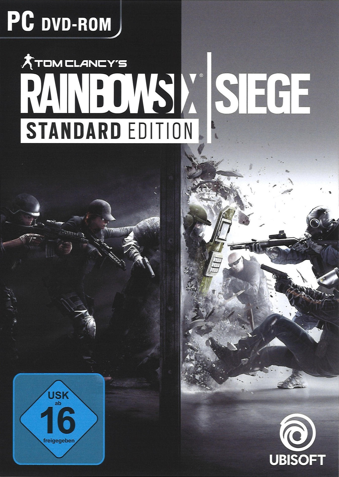 Tom Clancy's Rainbow Six Siege Spielcover mit Action-Szene.