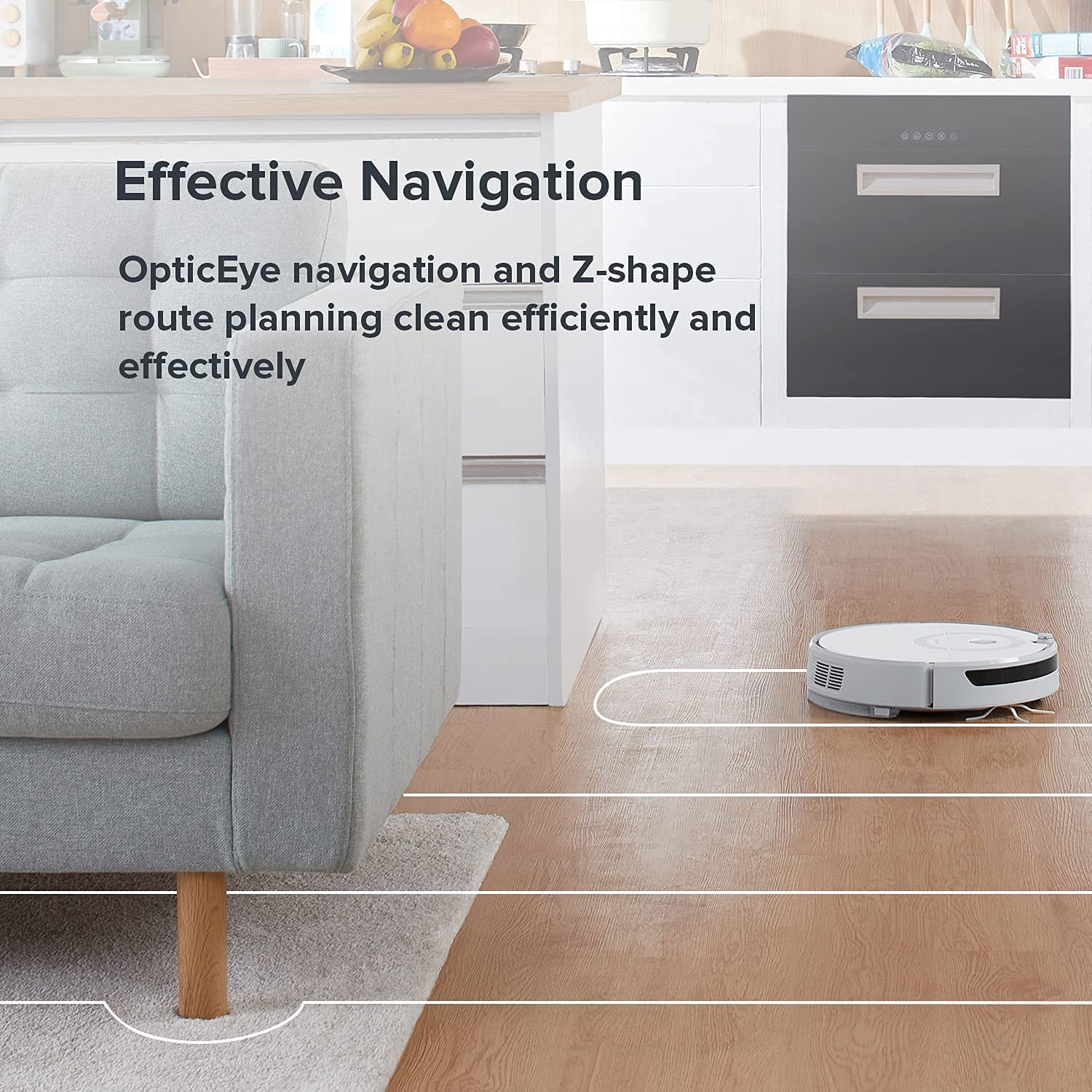 Robot aspirador - Roborock E5, 2500 Pa, 640 ml, 200 min, WiFi, Depósito de agua y polvo, Blanco