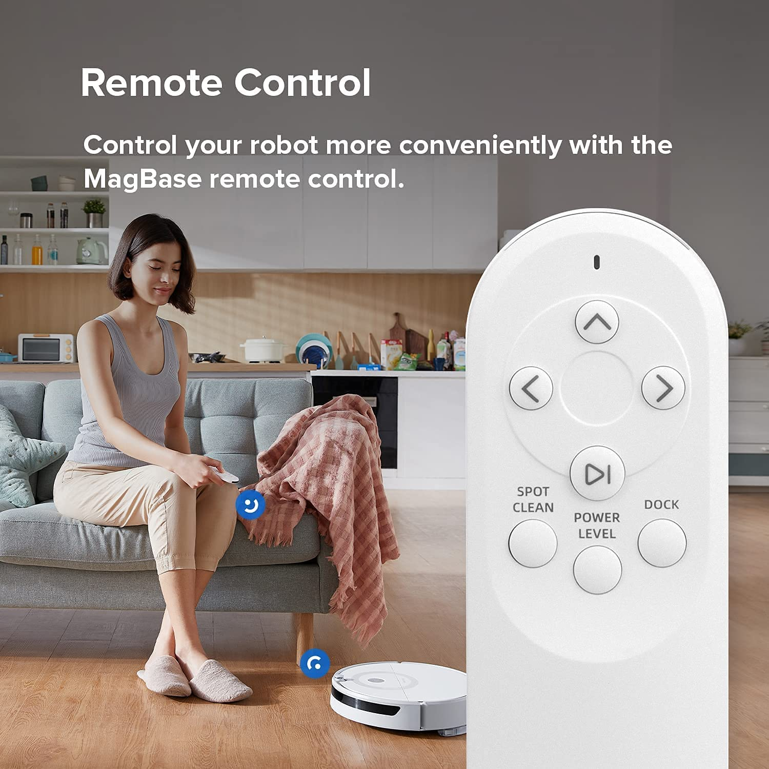 Robot aspirador - Roborock E5, 2500 Pa, 640 ml, 200 min, WiFi, Depósito de agua y polvo, Blanco