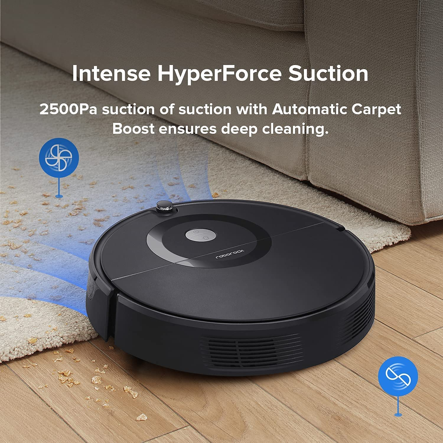 Robot aspirador - Roborock E5, 2500 Pa, 640 ml, 200 min, WiFi, Depósito de agua y polvo, Negro